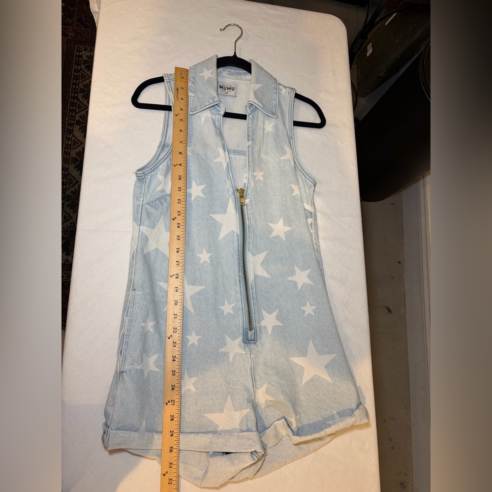 Show Me Your MuMu Light Blue Star Denim Romper - Picture 6 of 7